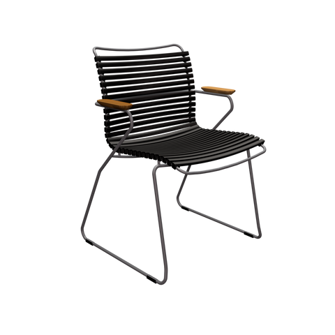 CLICK Sessel, Stahl/Lamellen schwarz, Bambus-Armlehnen