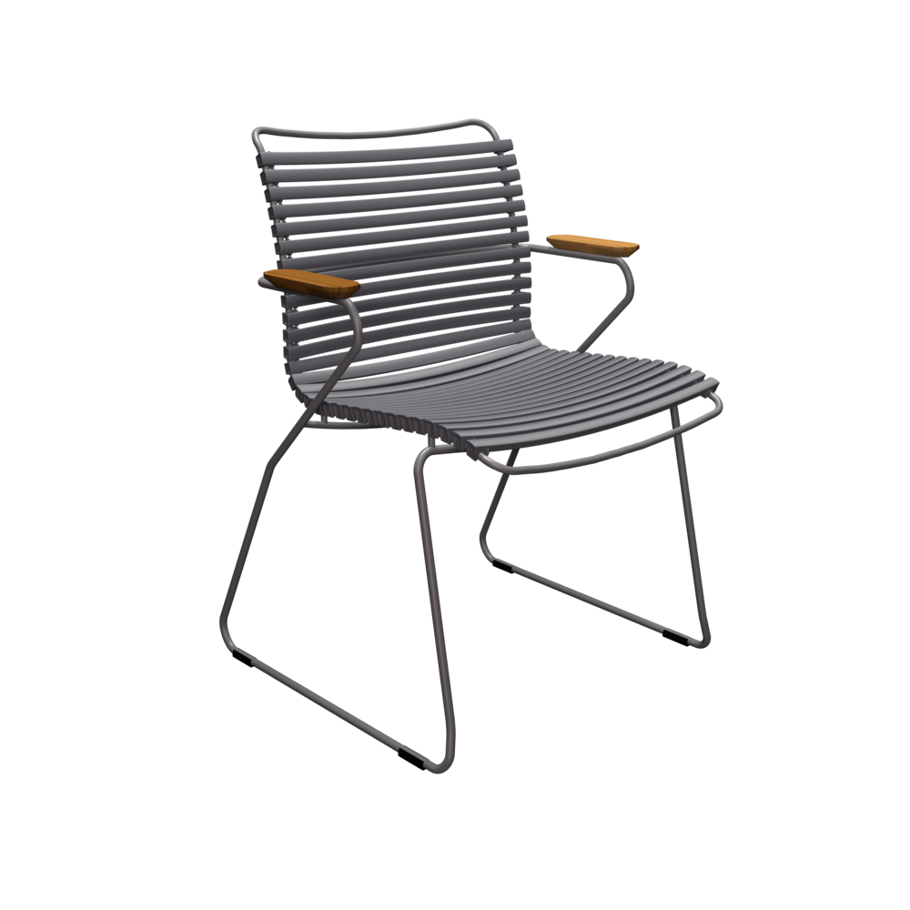 CLICK Sessel, Stahl/Lamellen dunkelgrau, Bambus-Armlehnen