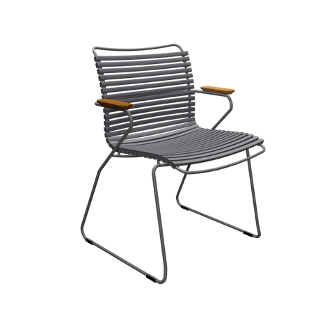 CLICK Sessel, Stahl/Lamellen dunkelgrau, Bambus-Armlehnen