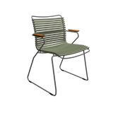 CLICK Sessel, Stahl/Lamellen olive grün, Bambus-Armlehnen