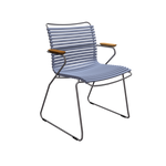 CLICK Sessel, Stahl/Lamellen taubenblau, Bambus-Armlehnen