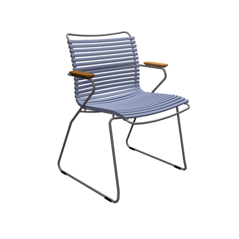 CLICK Sessel, Stahl/Lamellen taubenblau, Bambus-Armlehnen