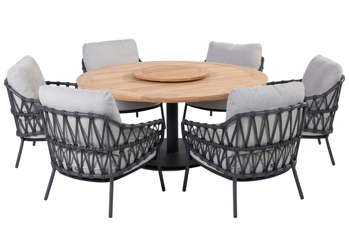 Sumba Low Dining Sessel Geflecht anthrazit inkl. Sitzkissen