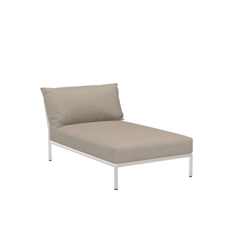 LEVEL 2 Chaiselounge Alu weiß / Sunbrella ash