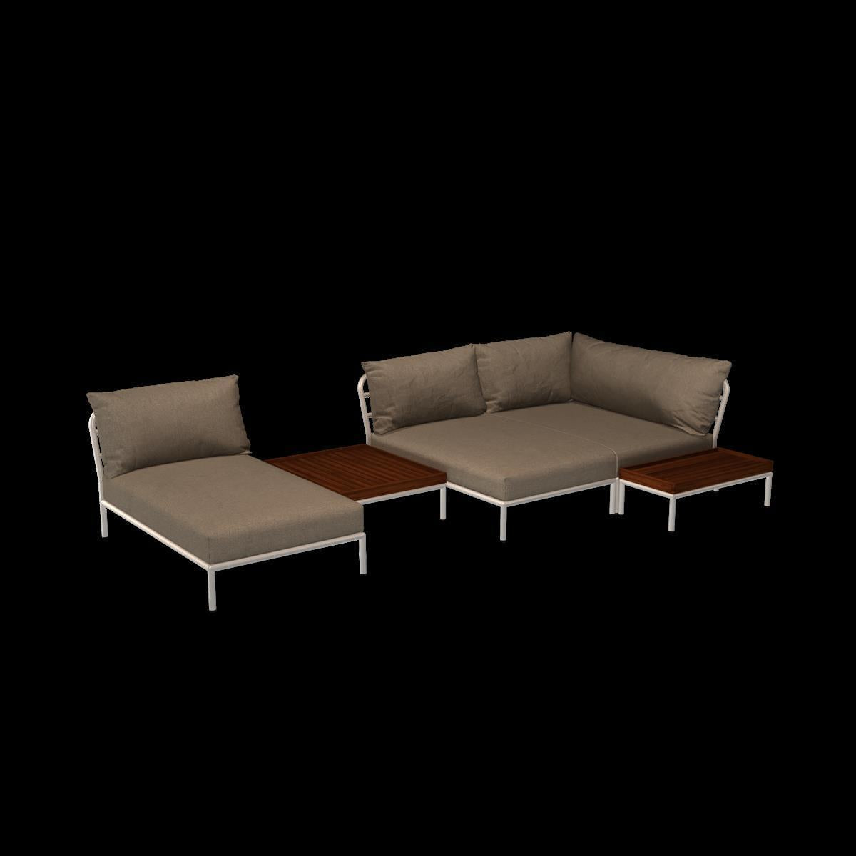 LEVEL 2 Chaiselounge Alu weiß / Sunbrella ash