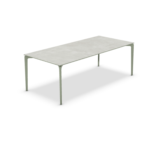 Allsize Tisch 220 x 100 cm Alu grüner Tee / Platte Schnee
