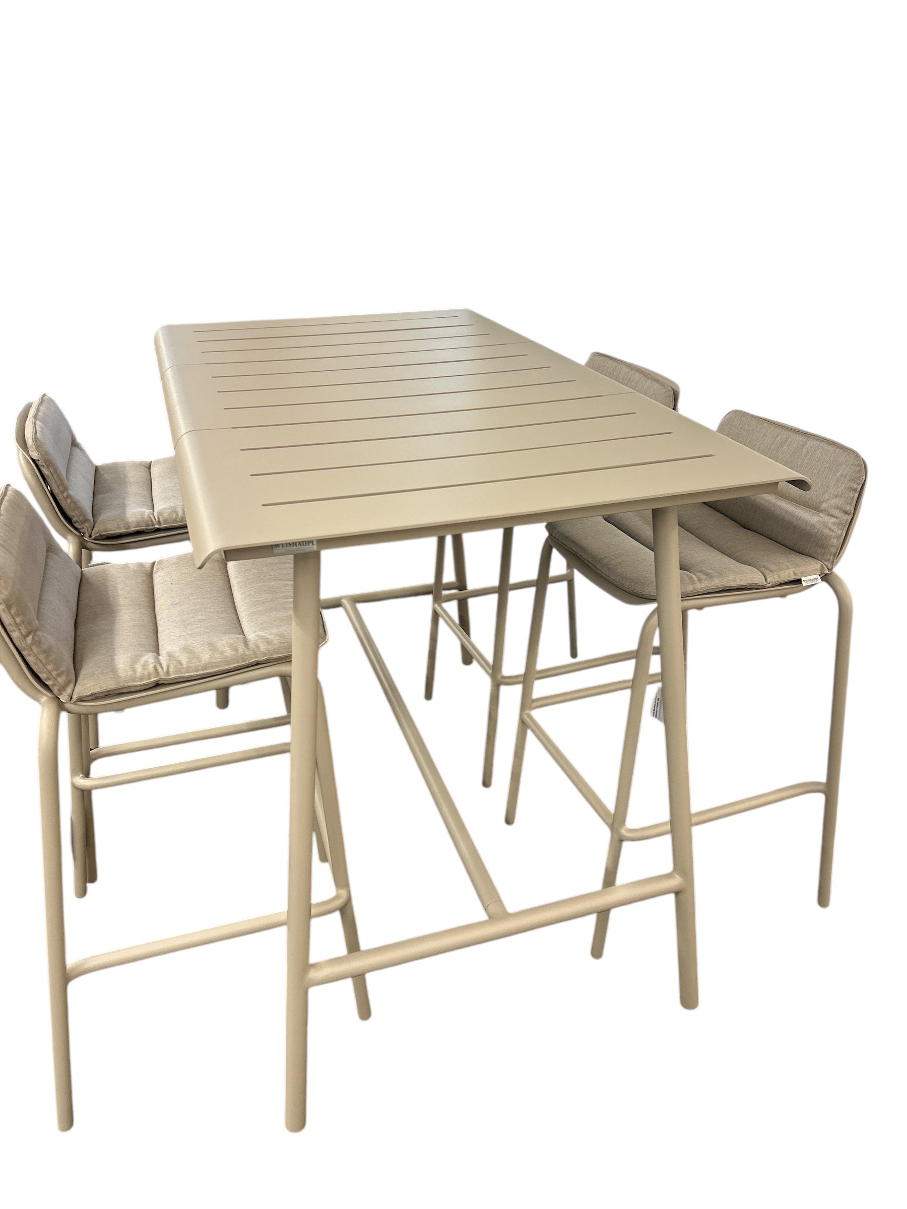 VAPIO Barstuhl perlbeige mit Sitzkissen Panama lino