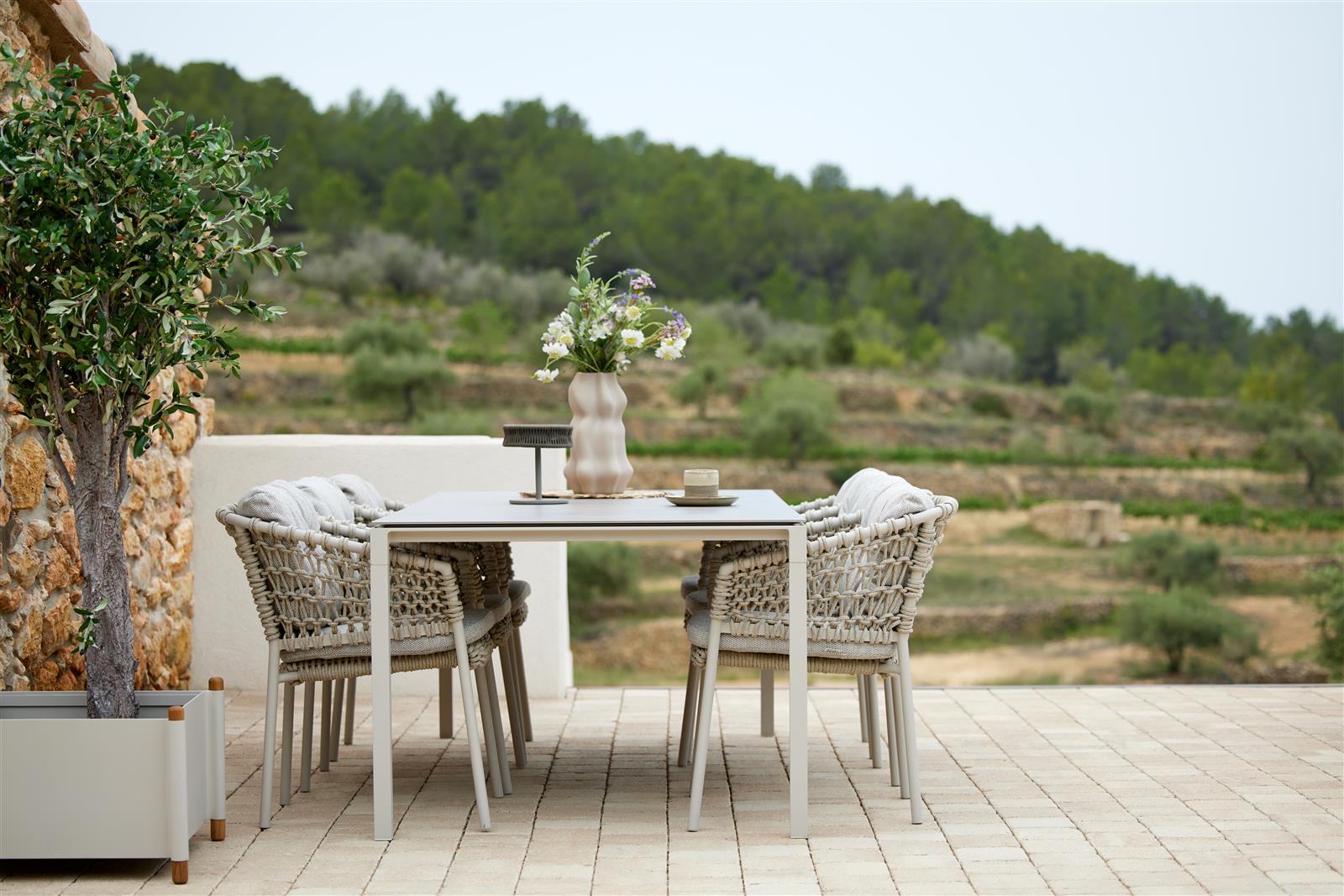 Ocean Dining Stapelsessel sand Cane Line Softrope inkl. Kissensatz