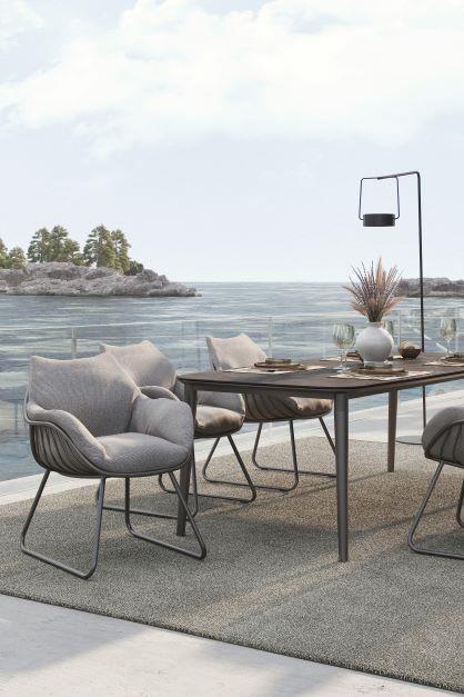 CHILL Dining Sessel Alu anthrazit / inkl. Polster Calcutta white grey