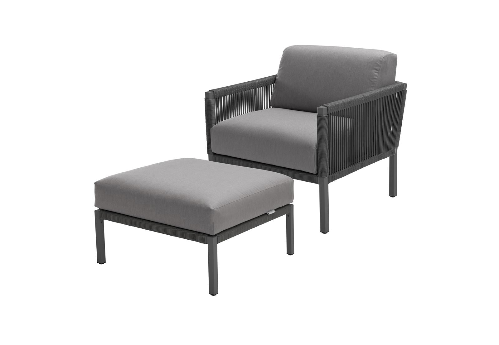 CLUB Lounge Hocker - Alu String-Flex anthacite inkl. Bombay Kissen