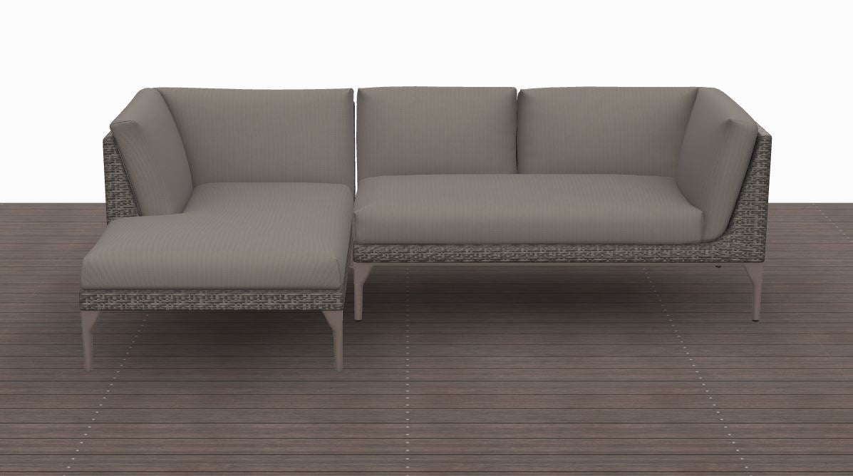 MU Loungesofa Geflecht vulcano + Kissen nat. taupe