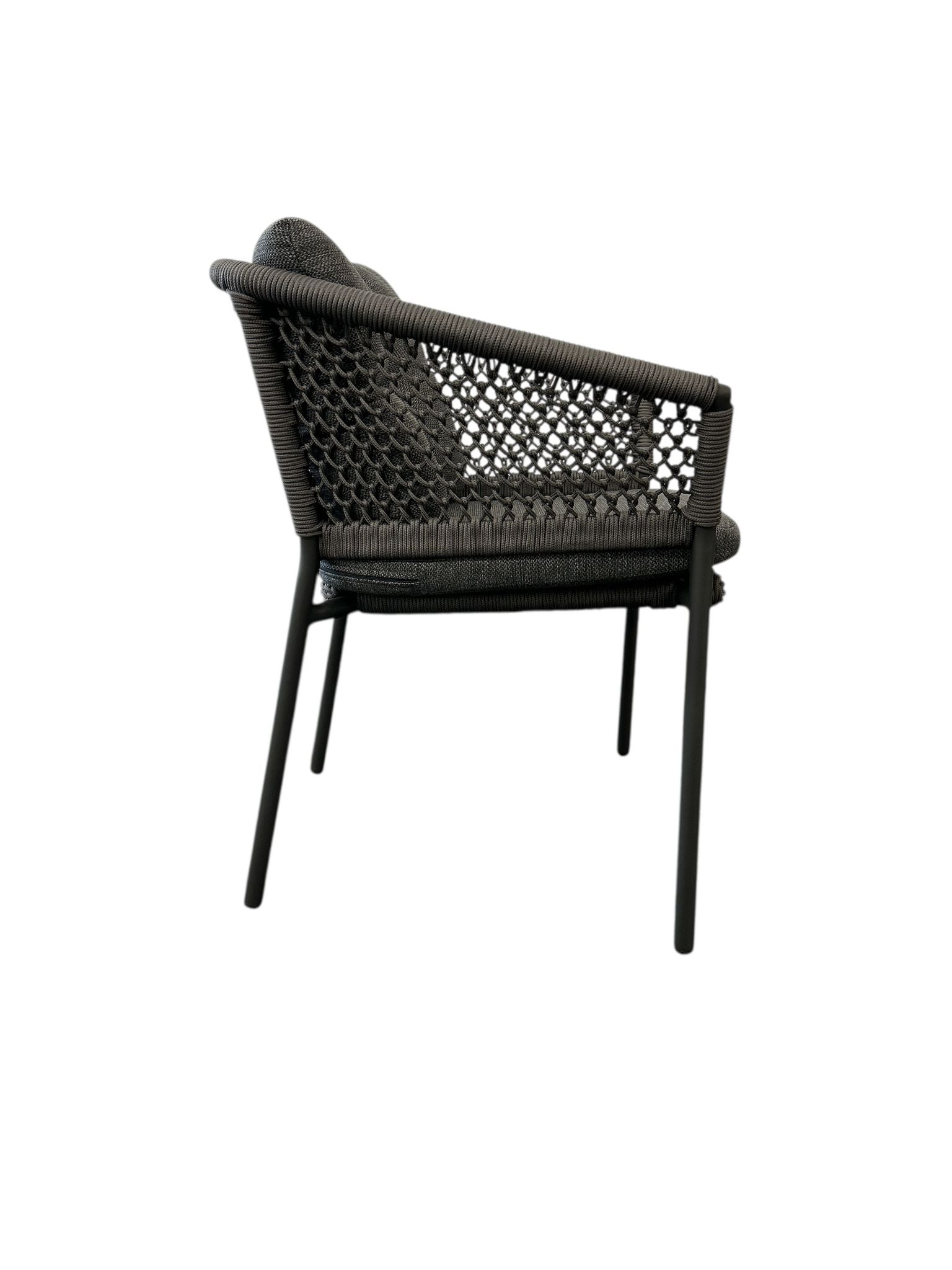 Pacific Stapelsessel Alu anthrazit mit Rope platin inkl Kissen