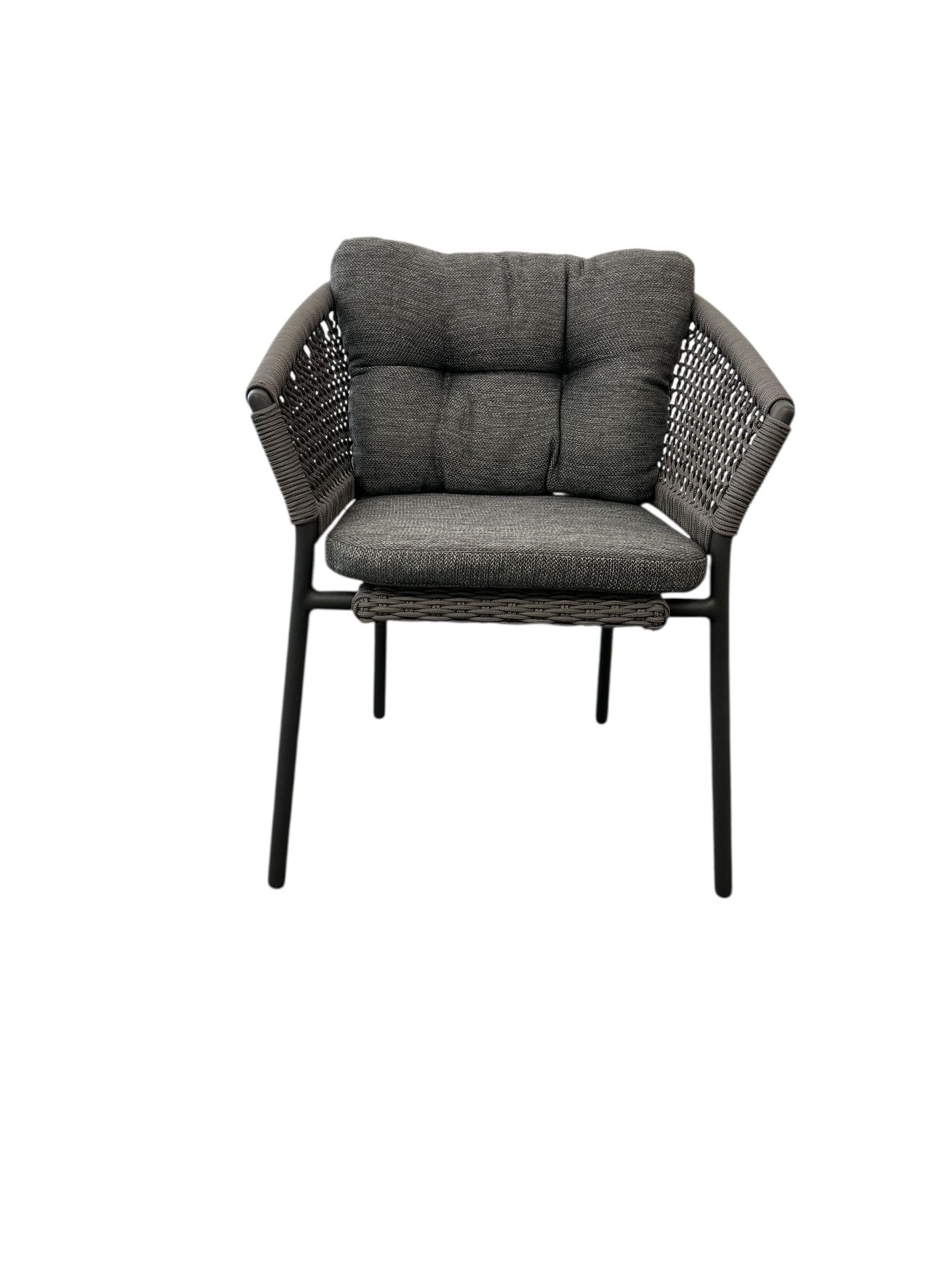 Pacific Stapelsessel Alu anthrazit mit Rope platin inkl Kissen