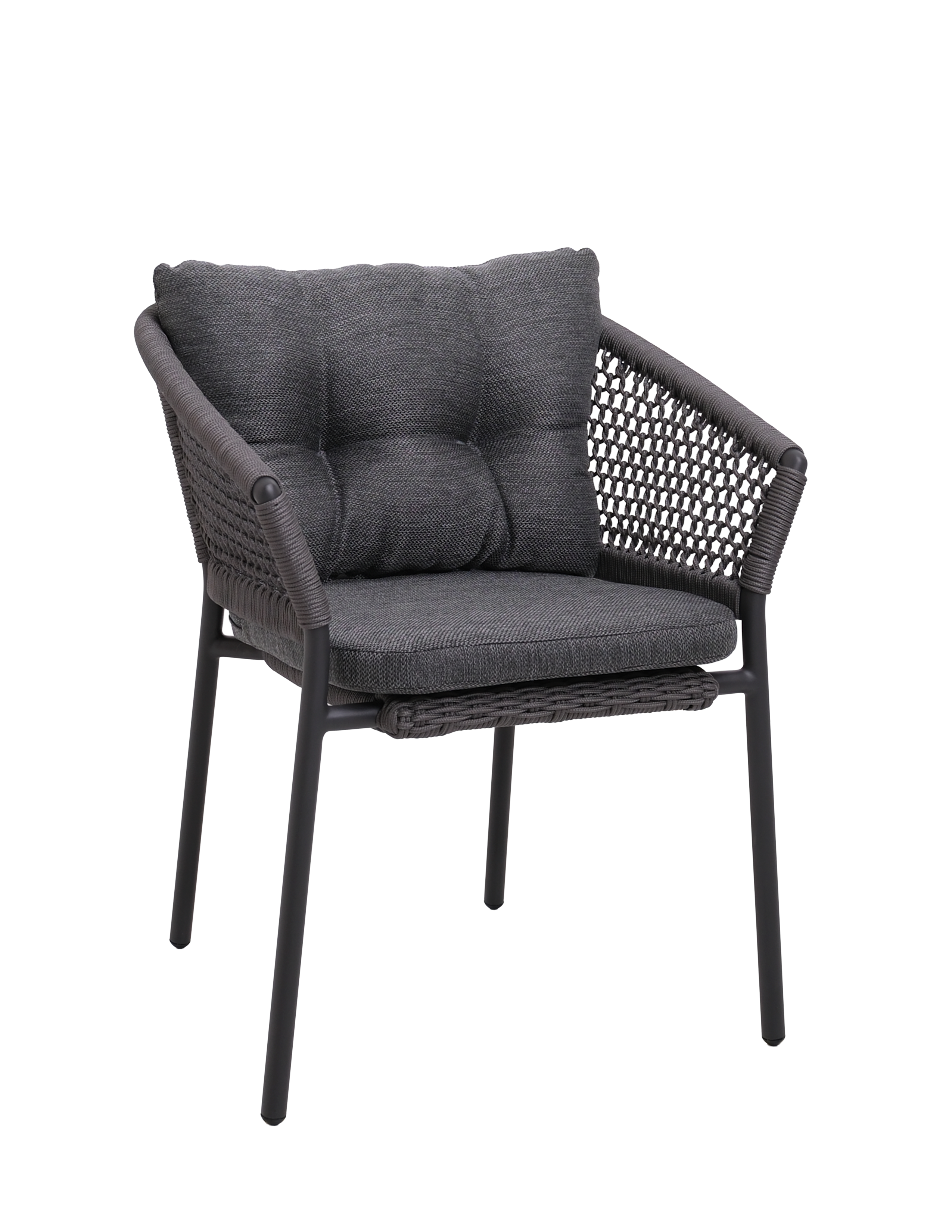 Pacific Stapelsessel Alu anthrazit mit Rope platin inkl Kissen