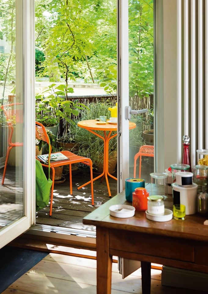 PIX Metall Beistelltisch Ø 60 cm mit Höhe 70 cm orange