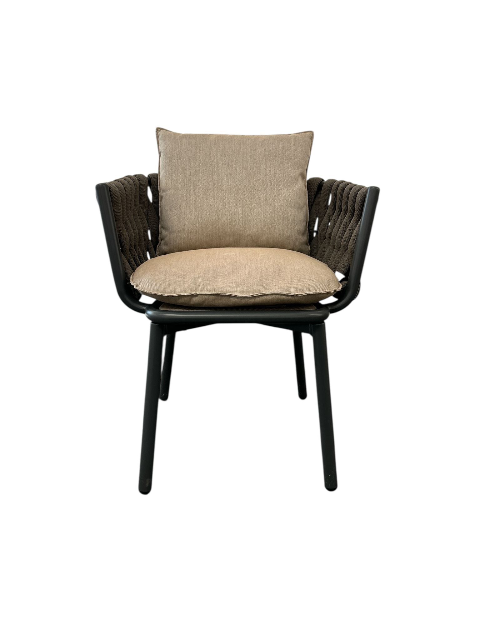 Provence Dining Sessel, anthrazit, Rope taupe inkl. Kissensatz