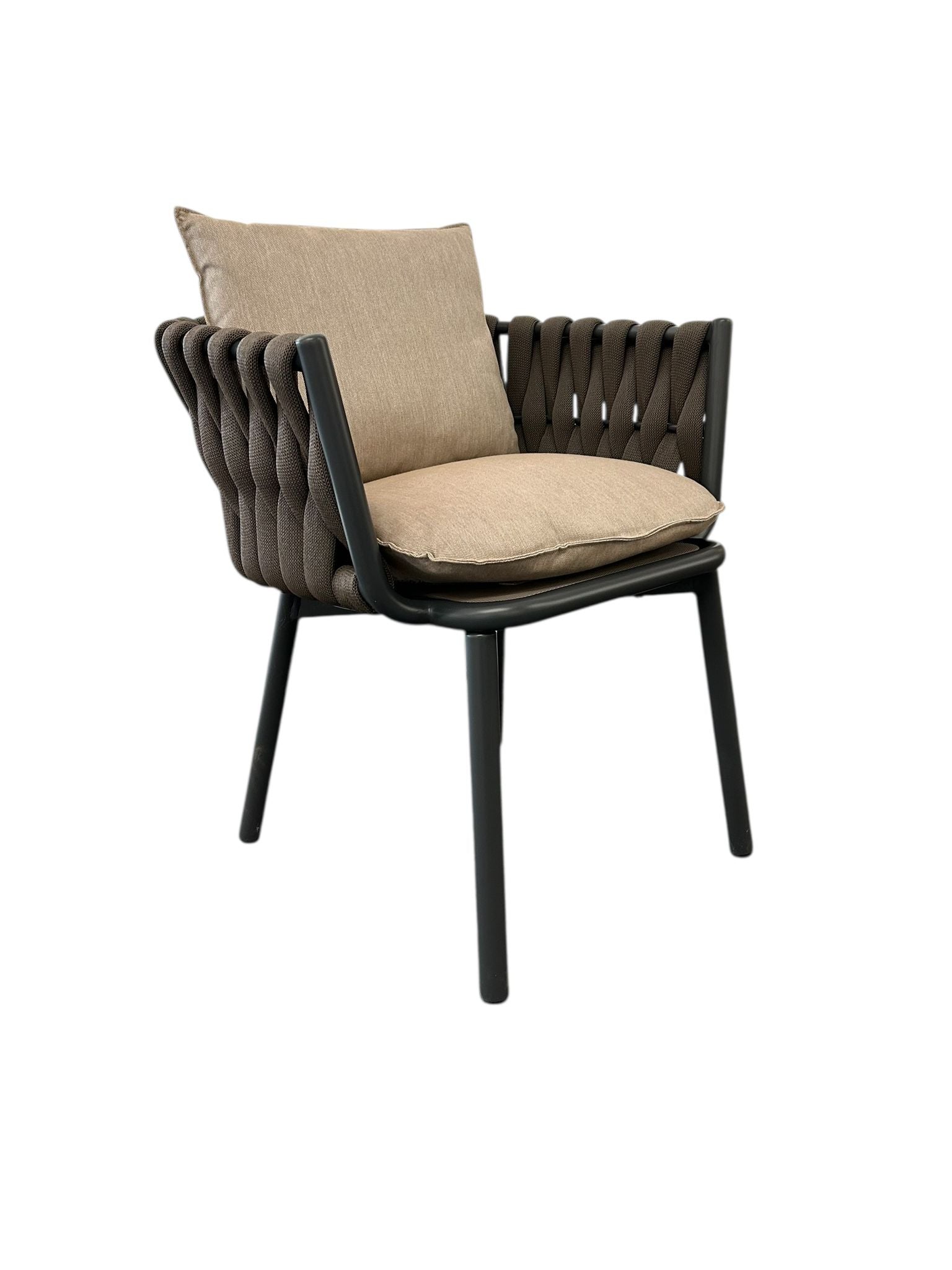 Provence Dining Sessel, anthrazit, Rope taupe inkl. Kissensatz
