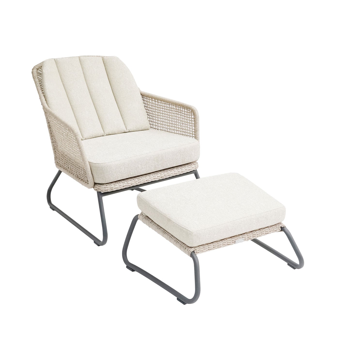 Sia Fußhocker, Rope beige inkl. Kissenset