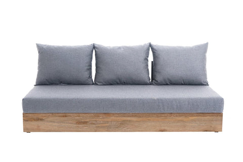 Anna 3er Mittelmodul- rec.Teakholz 200x80 inkl. Premium Kissen nature grey