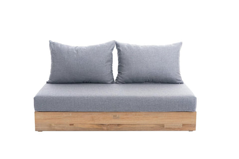 Anna 2er Mittelmodul - rec.Teakholz 160x80 inkl. Premium Kissen nature grey