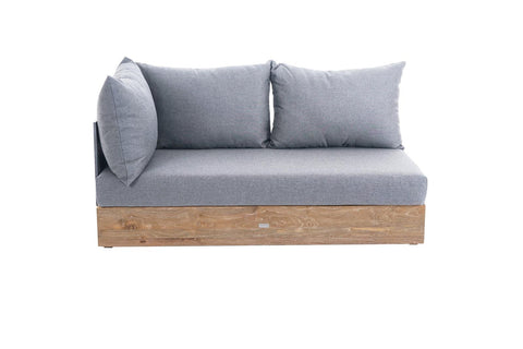 Anna 2er Seitenmodul links/rechts - rec.Teakholz 160x80 inkl. Premium Kissen nature grey