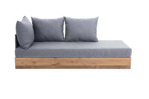 Anna 3er Recamiere- rec.Teakholz 200x80 inkl. Premium Kissen nature grey