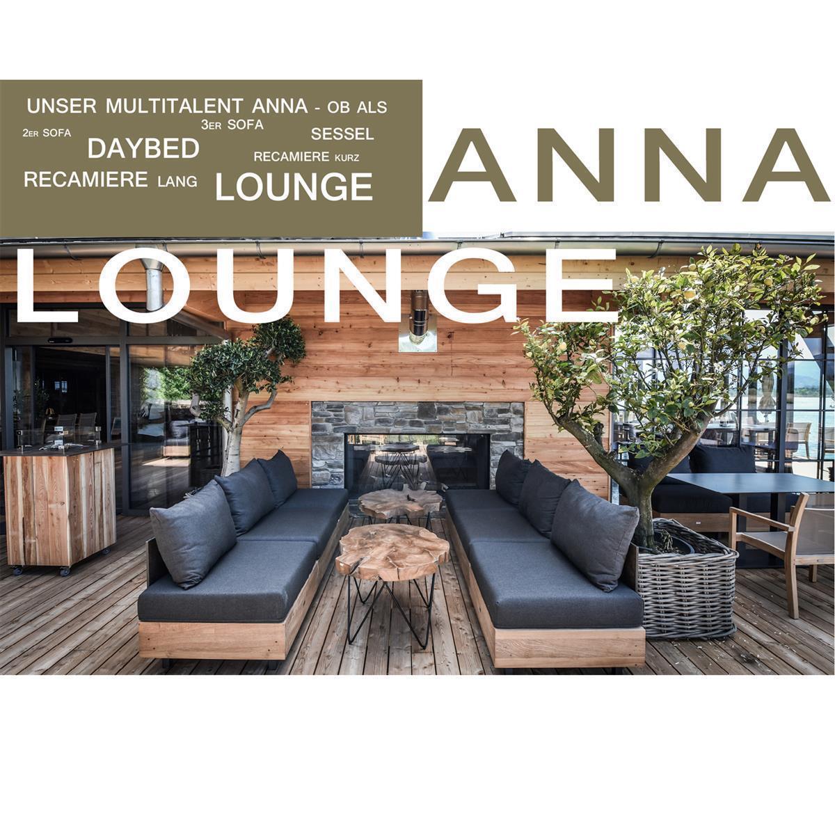 Anna Mittelmodul - rec.Teakholz 80x80 inkl. Premium Kissen nature grey