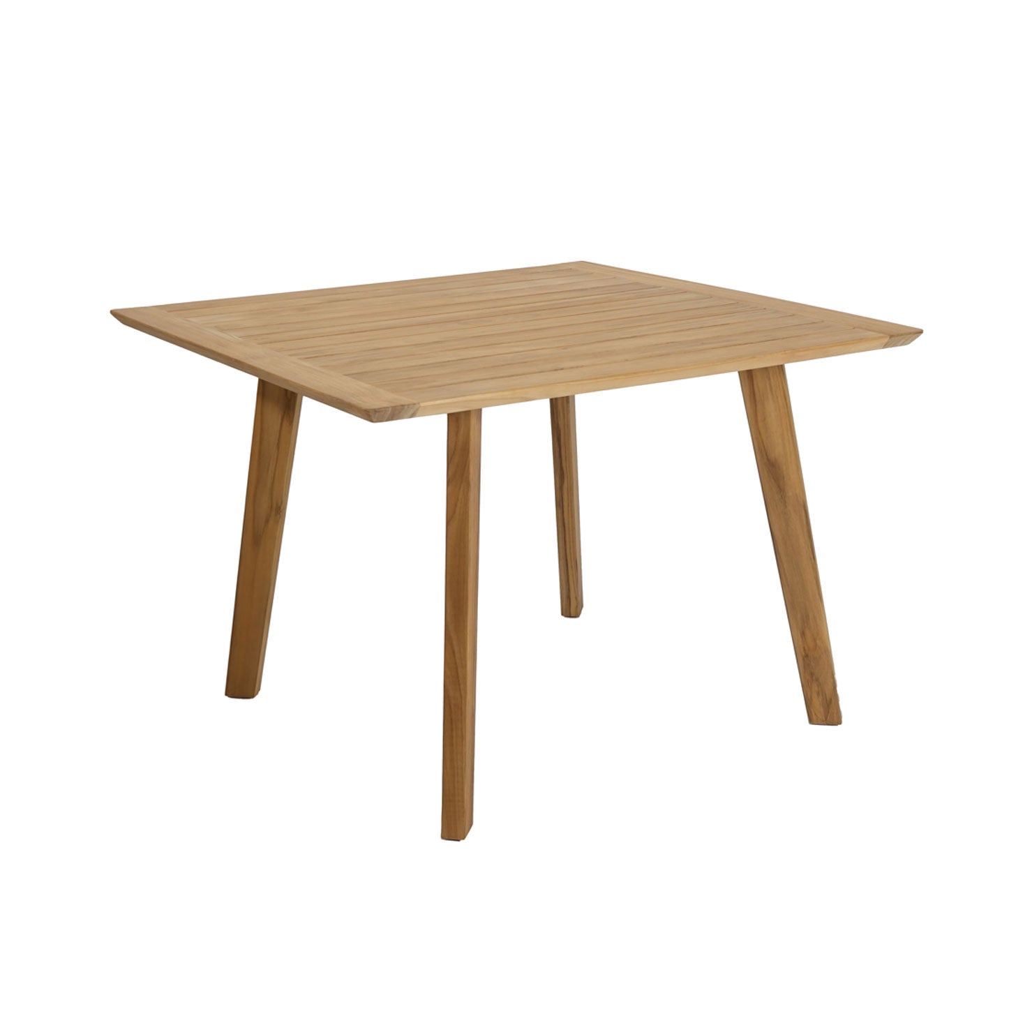 Baxter Esstisch mit Teakholzplatte Schweizerkante 100 x 100 cm