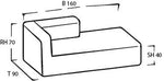 Mare Chaiselongue links mit Rücken 160 x 90 cm
