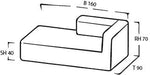 Mare Chaiselongue rechts mit Rücken 160 x 90 cm