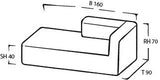 Mare Chaiselongue rechts mit Rücken 160 x 90 cm