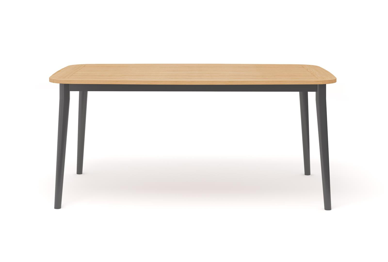 CHARLIE Esstisch Alu anthrazit mit Teakholzplatte 170 x 100