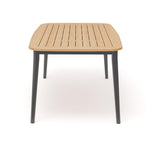 CHARLIE Esstisch Alu anthrazit mit Teakholzplatte 170 x 100