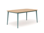 CHARLIE Esstisch Alu petrol mit Teakholzplatte 170 x 100