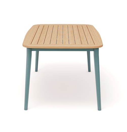 CHARLIE Esstisch Alu petrol mit Teakholzplatte 170 x 100