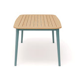 CHARLIE Esstisch Alu petrol mit Teakholzplatte 170 x 100