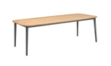 CHARLIE Esstisch Alu anthrazit mit Teakholzplatte 230 x 100