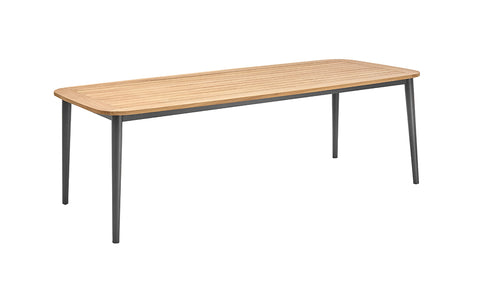 CHARLIE Esstisch Alu anthrazit mit Teakholzplatte 230 x 100