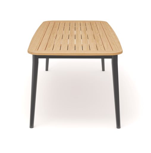 CHARLIE Esstisch Alu anthrazit mit Teakholzplatte 230 x 100