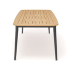 CHARLIE Esstisch Alu anthrazit mit Teakholzplatte 230 x 100