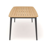 CHARLIE Esstisch Alu anthrazit mit Teakholzplatte 230 x 100