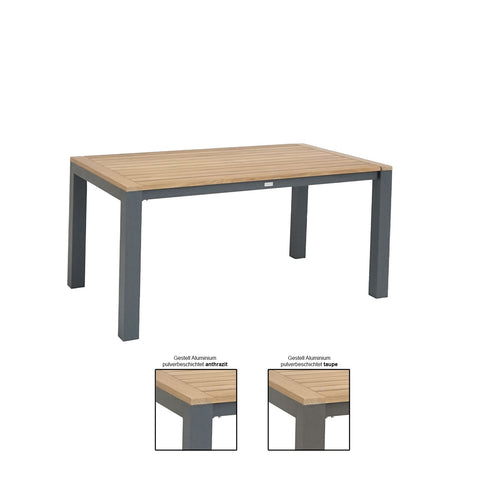 Corus Ausziehtisch 160/210x90 Alu taupe/Teak