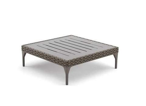 MU Kaffeetisch 90 x 90 cm Geflecht vulcano mit Tischplatte HPL black pepper