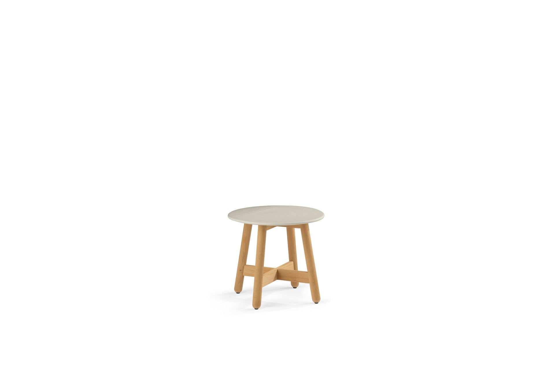 MBRACE Beistelltisch, Ø50cm, Teakgestell, Farbe chalk