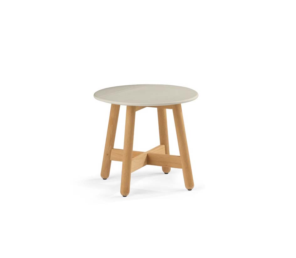 MBRACE Beistelltisch, Ø50cm, Teakgestell, Farbe chalk