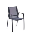 Valencia Stapelsessel Edelstahl dunkelgrau mit Sling silber