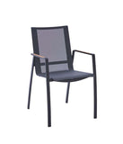 Valencia Stapelsessel Edelstahl dunkelgrau mit Sling silber