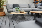 GRID Loungetisch Ø 70x45 cm Alu antracite / Teak new