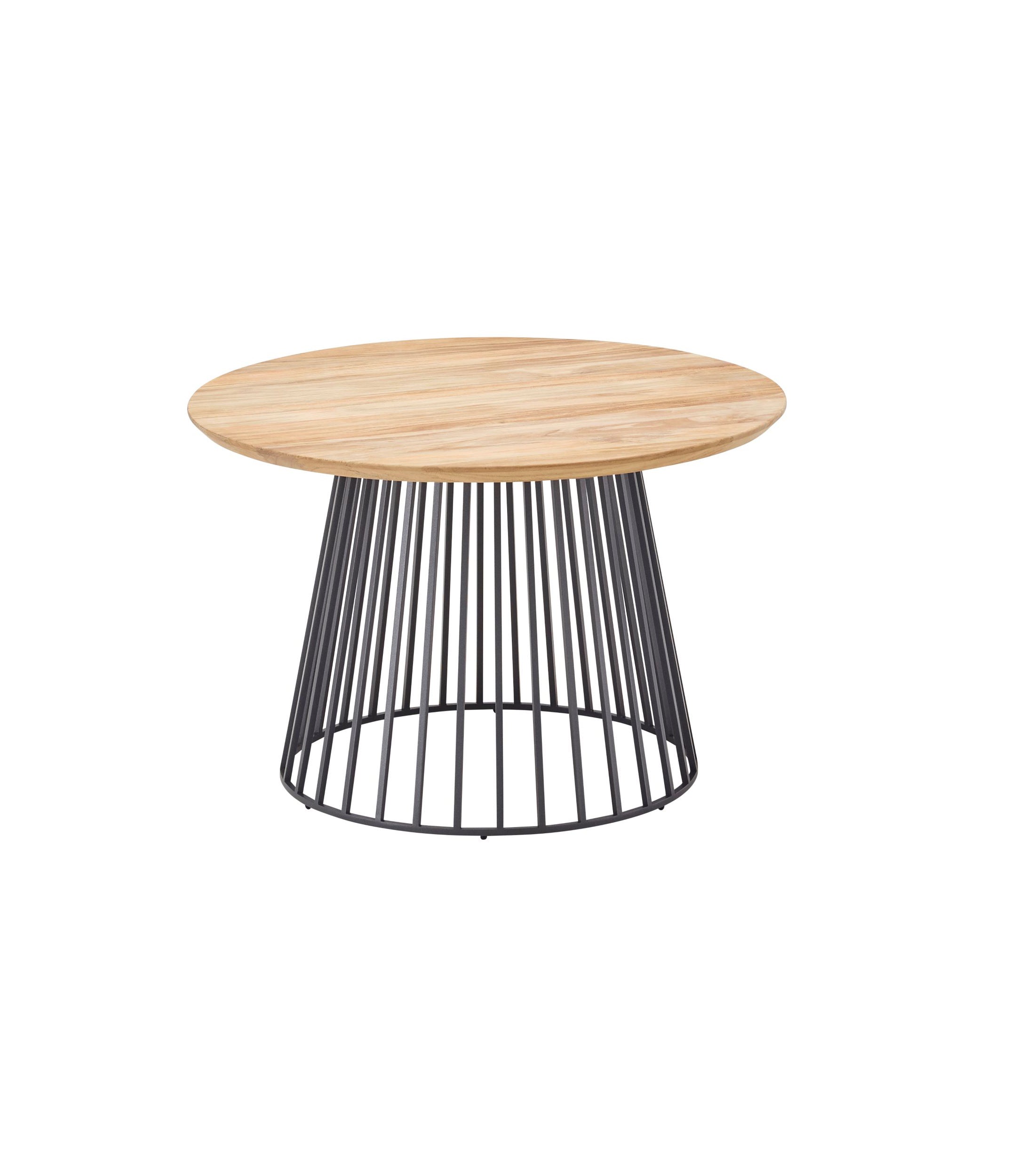 GRID Loungetisch Ø 90x30 cm Alu antracite / Teak new