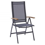 Valencia Hochlehner - Edelstahl grau Sling-Schwarz/Silber/Teakarm